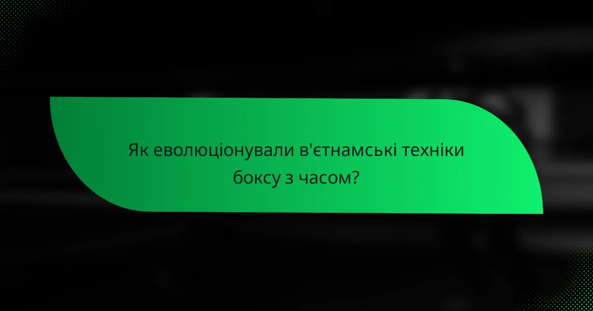 Як еволюціонували в'єтнамські техніки боксу з часом?