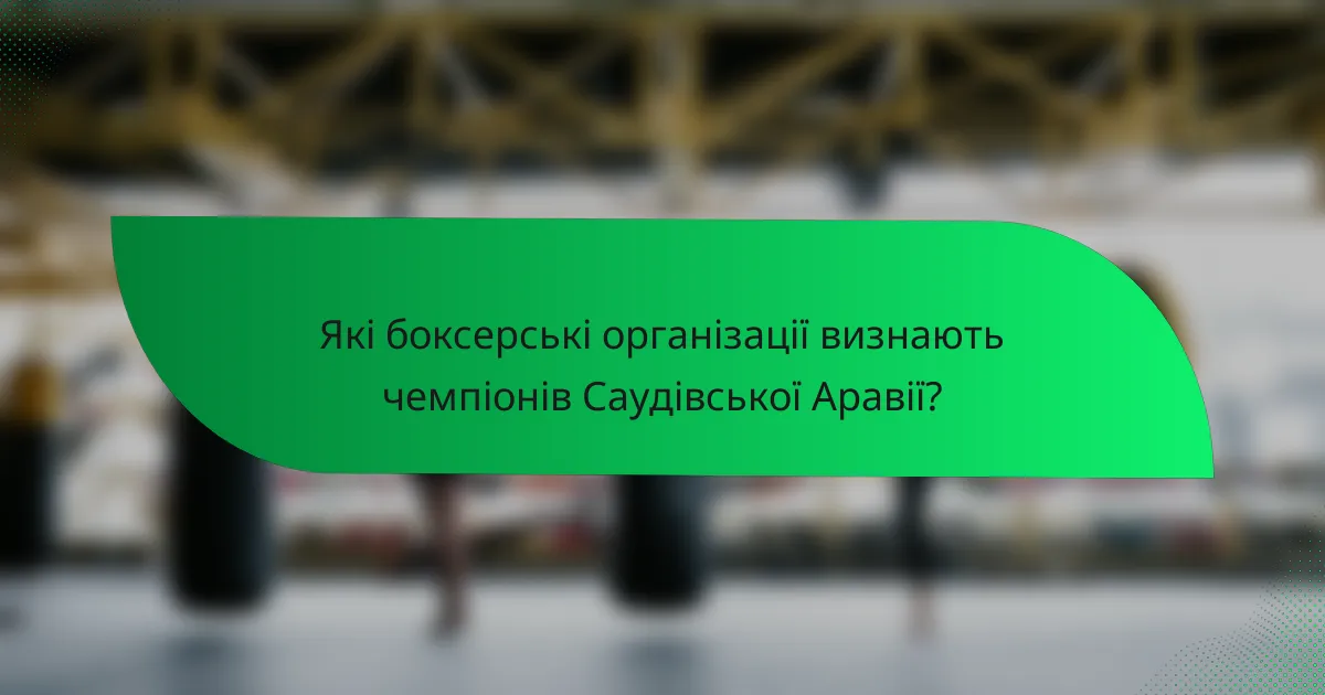 Які боксерські організації визнають чемпіонів Саудівської Аравії?