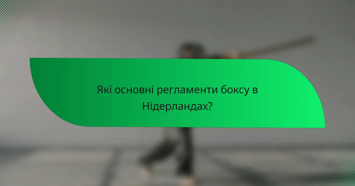 Які основні регламенти боксу в Нідерландах?