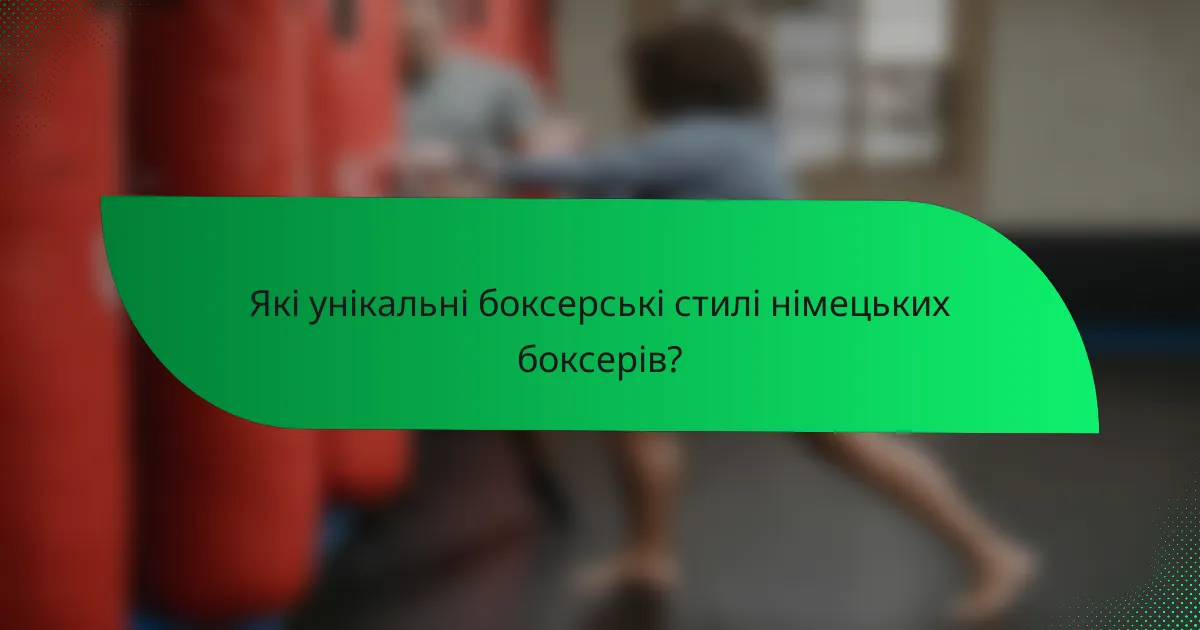 Які унікальні боксерські стилі німецьких боксерів?